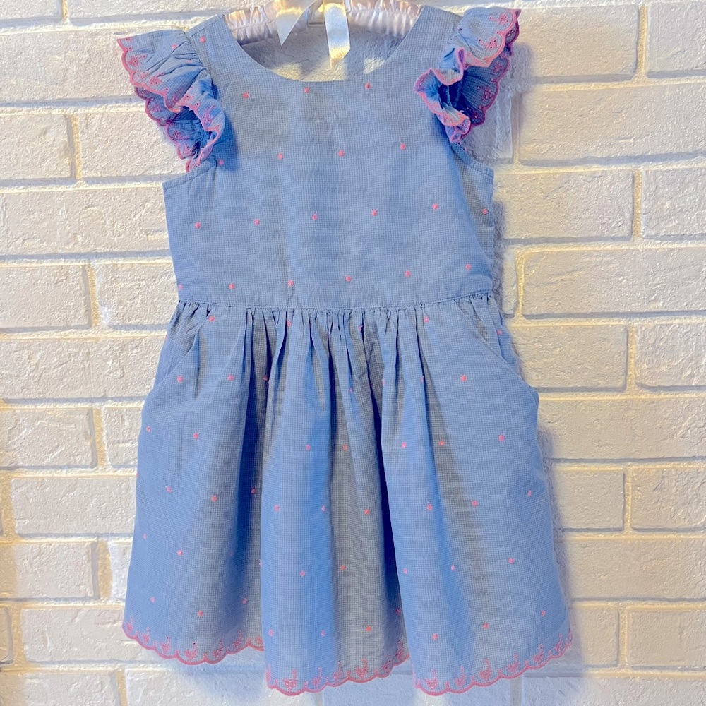 GAP- XS Girls Blue Eyelet Trim Dress